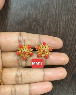 Premium quality one gram antique coral ear rings, screw back