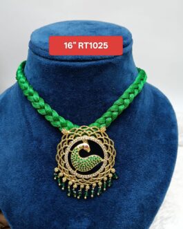 Premium quality One gram gold green thread chocker necklace