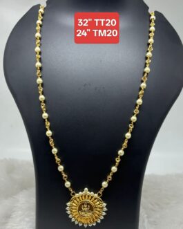 Premium quality one gram gold musti pearl chain with laxmi pendent