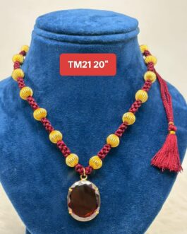 Premium quality one gram gold 20” Jomale with Big stone pendent