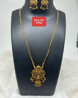 Premium quality Antique Matt finish Laxmi necklace with matching ear rings