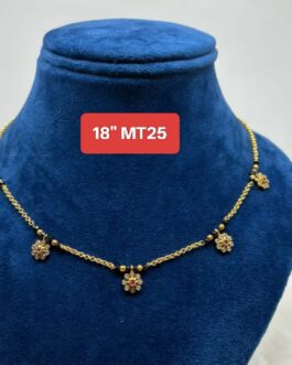 Premium quality one gram 18” black beads small necklace