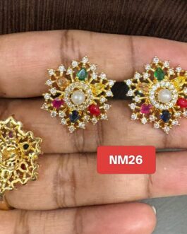 Premium quality One gram gold navaratna earrings