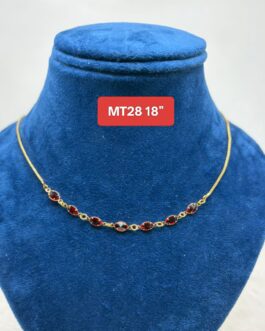 Premium quality One gram gold short 18” stone necklace