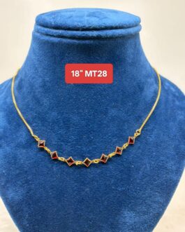 Premium quality One gram gold short 18” stone necklace