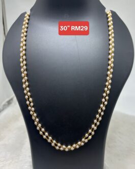 Premium quality one gram gold 30 inch double line pearl chain