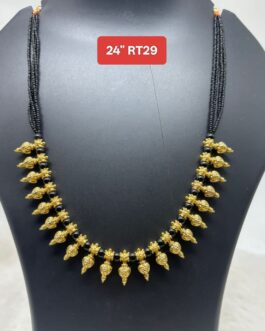 Premium quality one gram gold black beads necklace