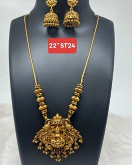 Premium quality Antique Matt finish Laxmi necklace with matching ear rings
