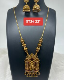 Premium quality Antique Matt finish Laxmi necklace with matching ear rings