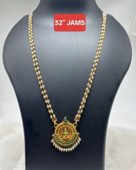 Premium quality One gram gold 32 inch pearl chain with laxmi pendent