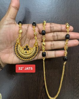 Premium quality One gram gold 30 inch black beads chain with matching pendent