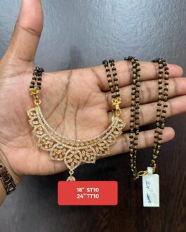 Premium quality One gram gold black beads karimani with Big stone pendent