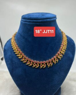 Premium quality One gram gold 18” Ruby stone necklace