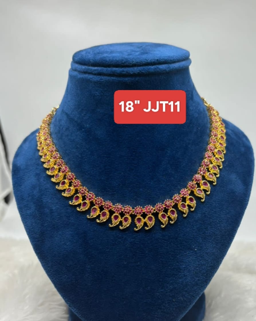 Premium quality One gram gold 18” Ruby stone necklace