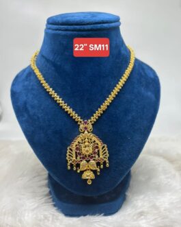 Premium quality One gram gold 22” laxmi stone necklace