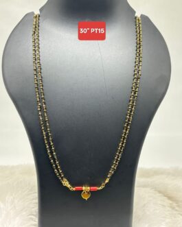 Premium quality One gram gold handmade 30 inch crystal Karimani with Thali