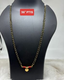 Premium quality One gram gold handmade 36 inch small crystal Karimani with Thali