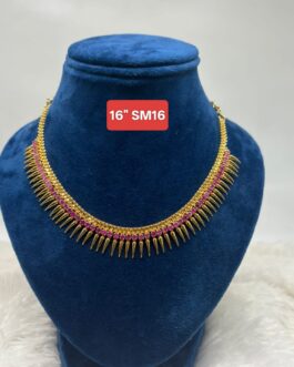 Premium quality One gram gold 16 inch mallige ruby stone necklace