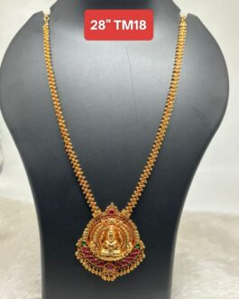 Premium quality One gram gold Geru polish 28” long laxmi necklace