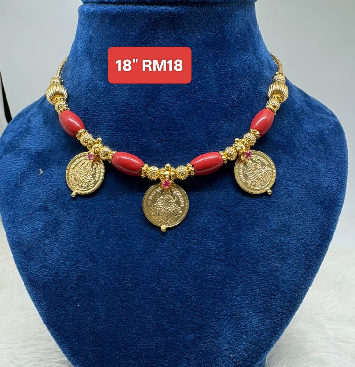 Premium quality One gram gold Coral coin laxmi necklace