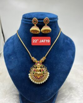 Premium quality One gram gold pearl laxmi necklace with pearl jumka