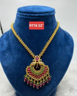 Premium quality One gram gold 22” stone necklace