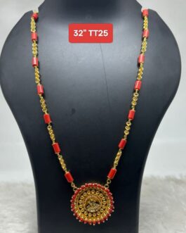 Premium quality One gram gold Musti Coral chain with laxmi pendent