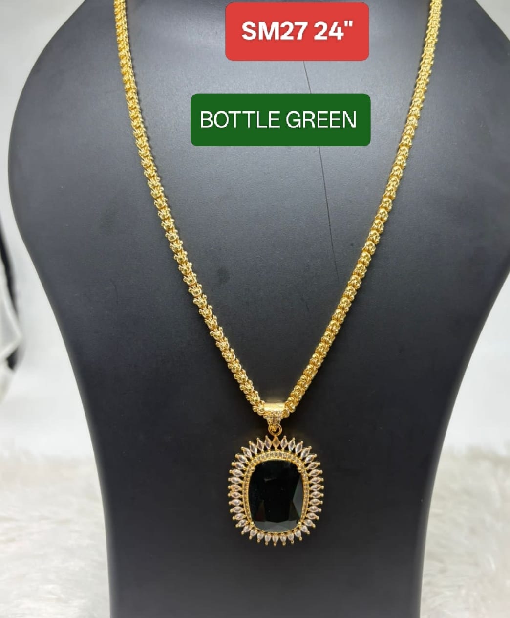 Premium quality One gram gold 24 inch dashavatara chain with big stone pendent