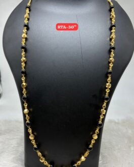 Premium quality one gram gold 30 inch black beads chain