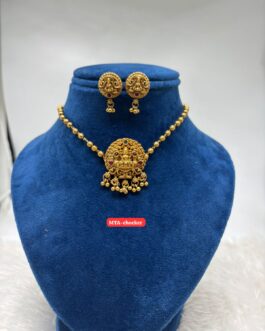 Premium quality one gram gold Matt finish antique chocker necklace with ear rings