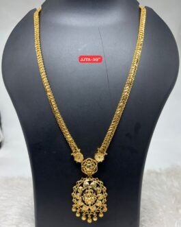 Premium quality one gram gold 30 inch long laxmi neckalce