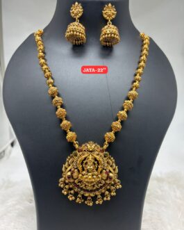 Premium quality Antique finish nakshi beads laxmi necklace with jumka