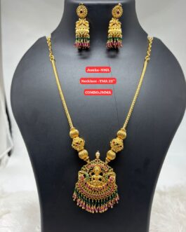 Premium quality One gram gold Laxmi necklace with matching Jumka