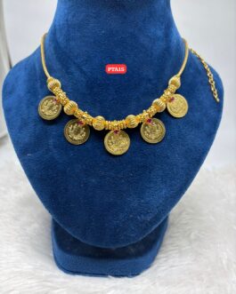 Premium quality One gram gold 5 laxmi coin necklace