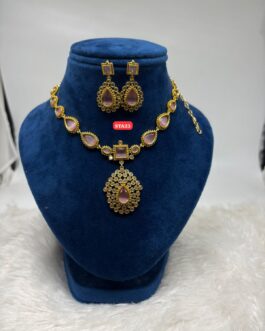 Premium quality One gram gold necklace with ear rings