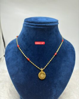 Premium quality One gram gold 18 inch Coral chain with small laxmi dollar