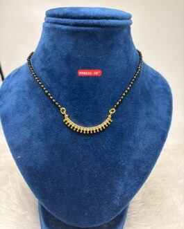 Premium quality One gram gold 18 inch black beads karimani with stone pendent