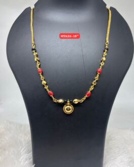 Premium quality One gram gold 18 inch Coral chain with Thali pendent