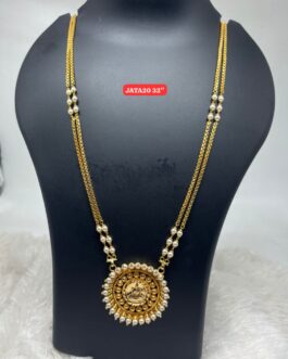 Premium quality One gram gold 32 inch pearl chain with pearl laxmi pendent