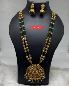 Premium quality Antique Nakshi ball 32 inch long necklace with jumka