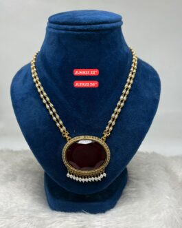 Premium quality One gram gold pearl chain with Big stone pendent