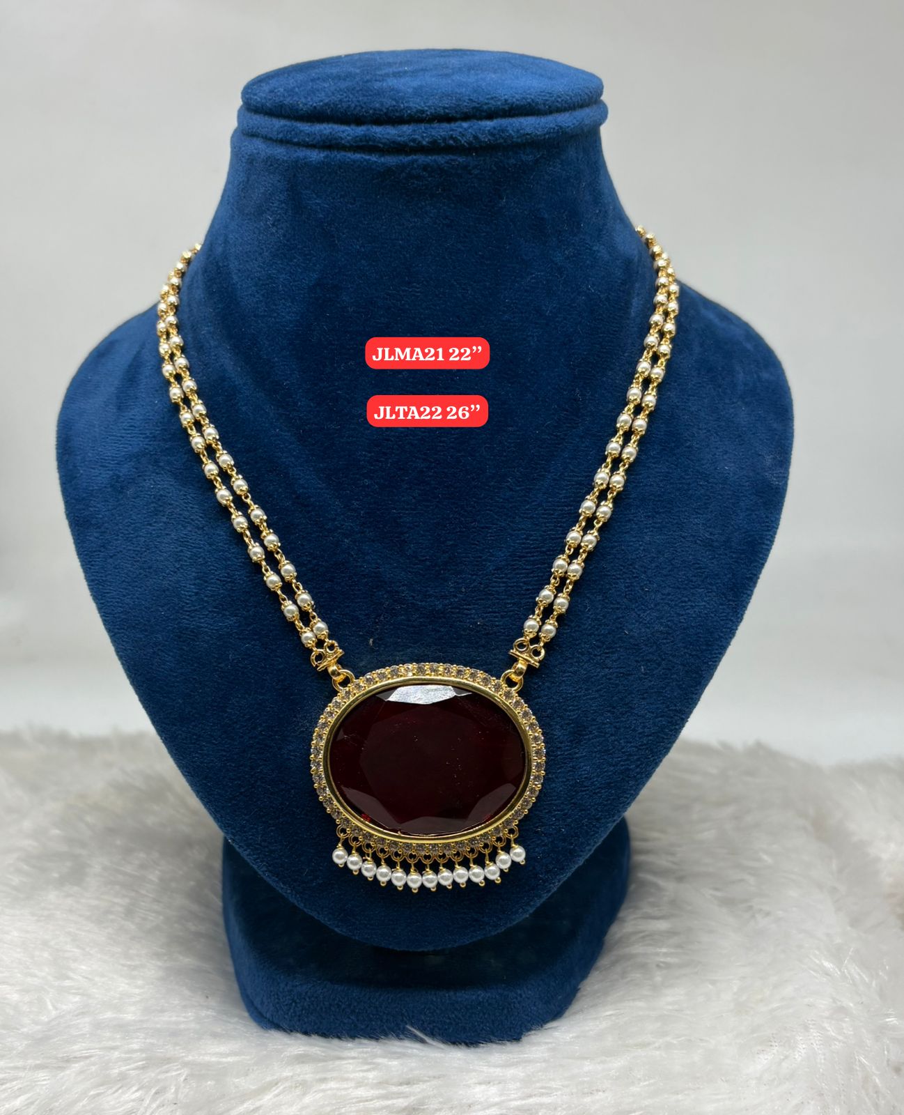 Premium quality One gram gold pearl chain with Big stone pendent