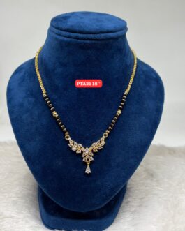 Premium quality One gram gold 18 inch short karimani with AD pendent