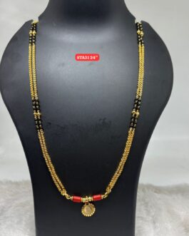 Premium quality One gram gold 24 inch karimani with laxmi thali pendent