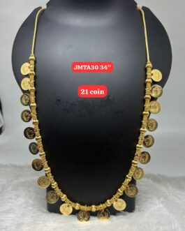 Premium quality One gram gold long 30 inch laxmi coin necklace