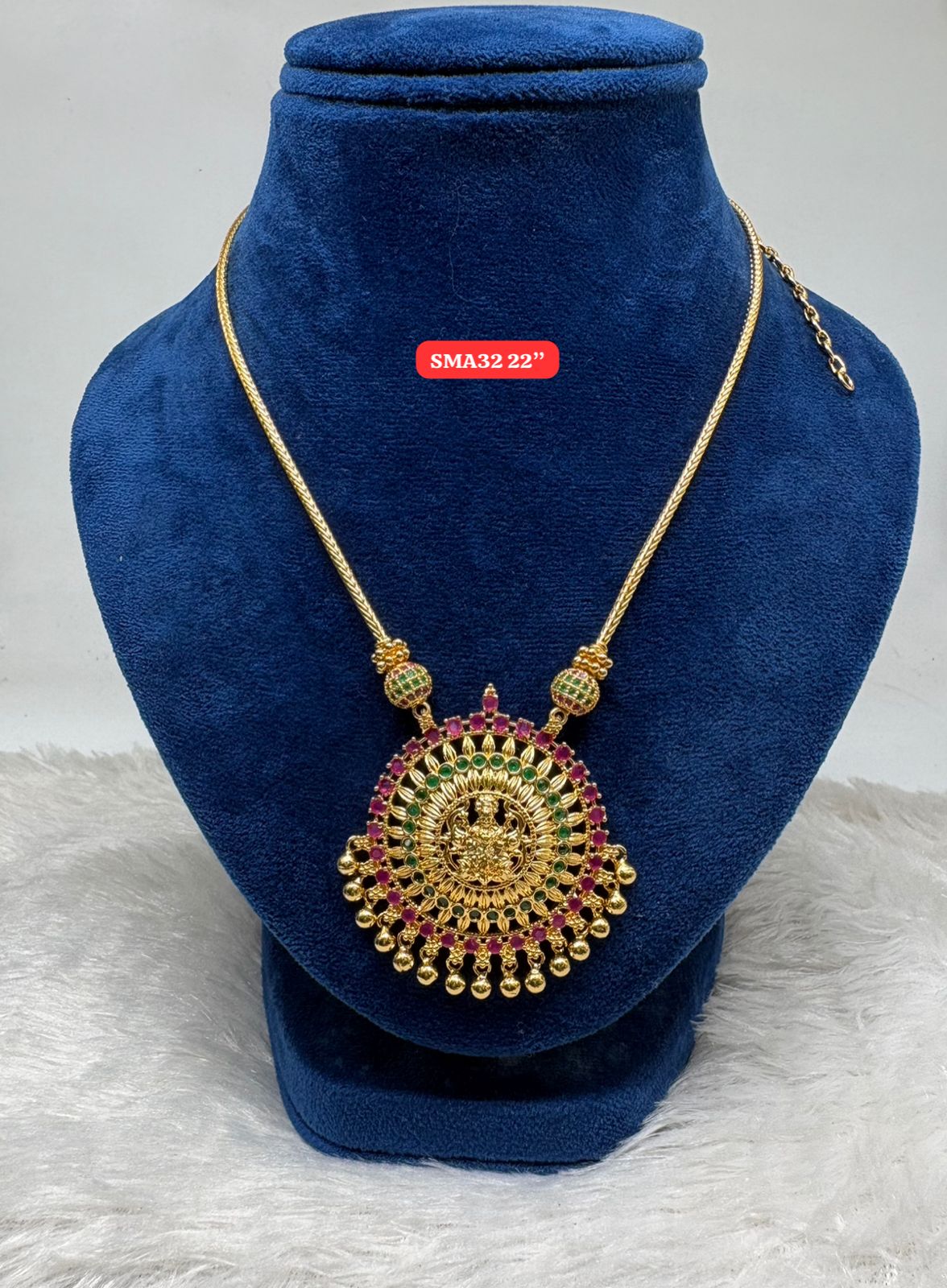 Premium quality One gram gold 22 inch small laxmi necklace