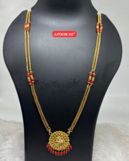 Premium quality one gram gold 32 inch coral chain with laxmi pendent