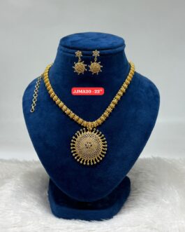 Premium quality one gram gold big stone necklace with ear rings