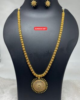 Premium quality one gram gold big stone necklace with ear rings