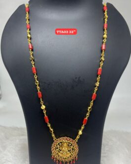 Premium quality One gram gold 32 inch Coral chain with laxmi pendent